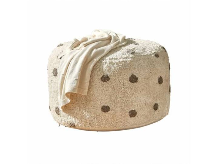 Loberon Pouf Thivalie, Creme/braun Kids, Sitzsack, Teddyfell, Handgetuftet, Weich wie Teddyfleece, Leicht und transportabel