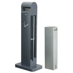 Standascher Orgavente Totem 12,5 L dunkelgrau inkl. Aschebehälter aus verzinktem Stahl & Beton-Bodenplatte