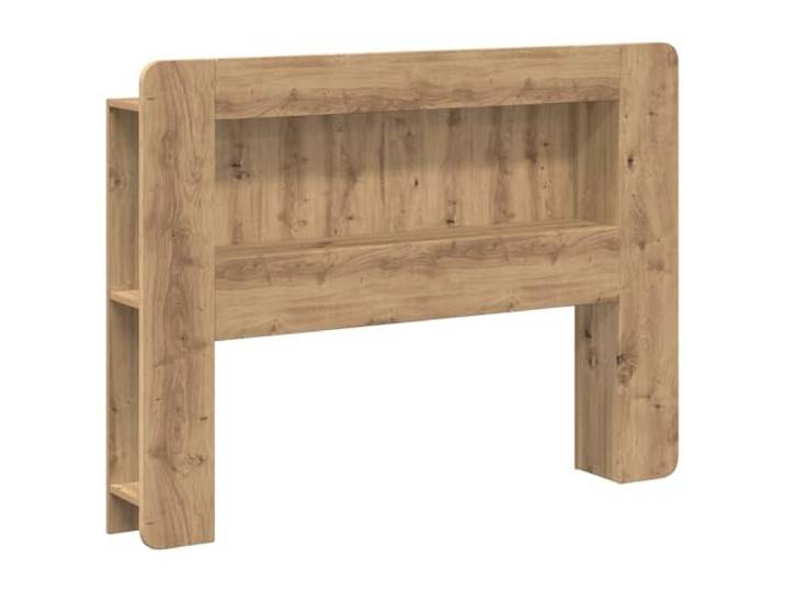 hliofuir Kopfteilschrank Artisan-Eiche Holzwerkstoff 135x18,5x100 cm Schlankes Betthaupt Regal fürs Schlafzimmer mit vertikalen Ablagen und Frontfach für Bücher und Dekoration.