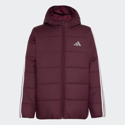 Winterjacke ADIDAS SPORTSWEAR "ESSENTIALS 3-STREIFEN GEFÜTTERTE", Kinder, Gr. 152, maroon, solar turbo, Obermaterial: 100% Polyester, normal, Jacken Winterjacke