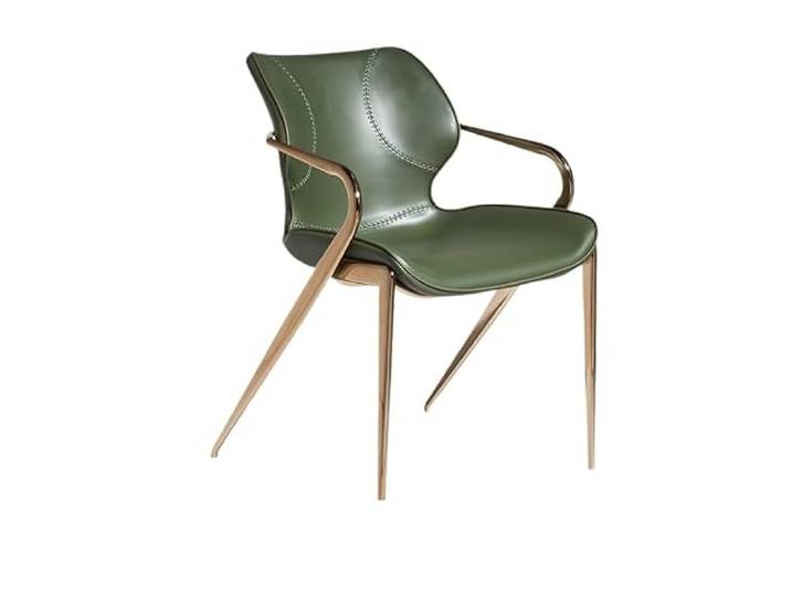 DIANXI Lounge-Sessel Italienischer Leichter Luxus-Haushaltshotel-Sattelleder-Café-Verhandlungsstuhl, einfacher moderner Armlehnen-Rückenlehnenstuhl aus Kohlenstoffstahl