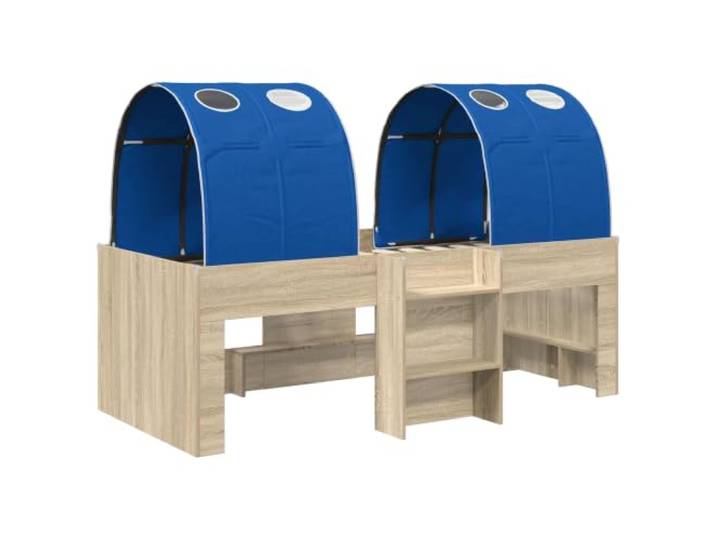 KTHLBRH Bett mit 3 Teilen Eiche Sonoma und Blau Technisches Holz, Lattenrost, minimalistisches Design, für Schlafzimmer