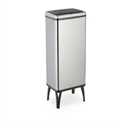 Relaxdays Mülleimer Sensor, 60 l, elektrischer Deckel, Müllbeutelhalter, Küchenmülleimer, Abfalleimer, Edelstahl, silber