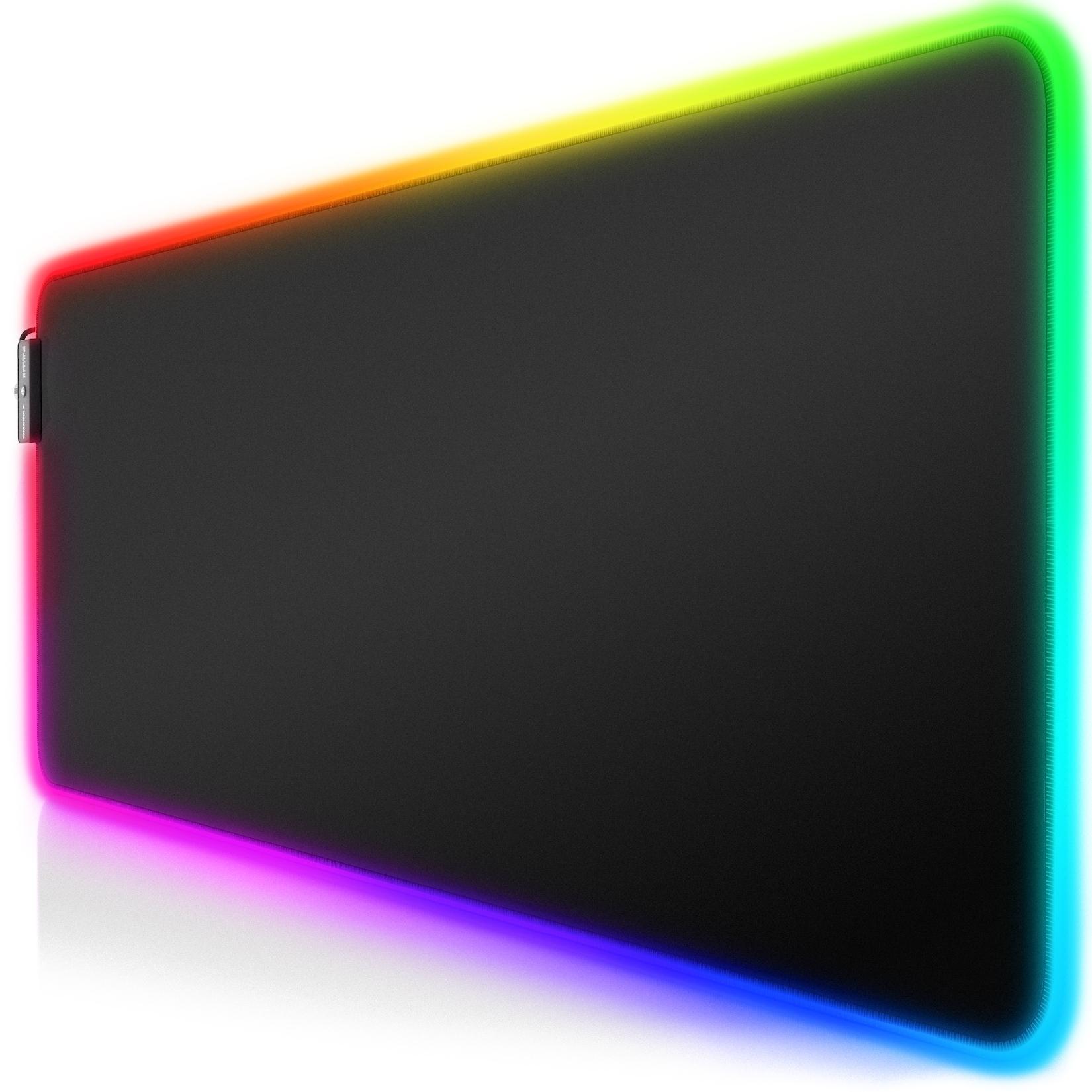 Titanwolf RGB Gaming Mauspad, Mousepad XL 800 x 300mm, verbessert Präzision & Geschwindigkeit, schwarz