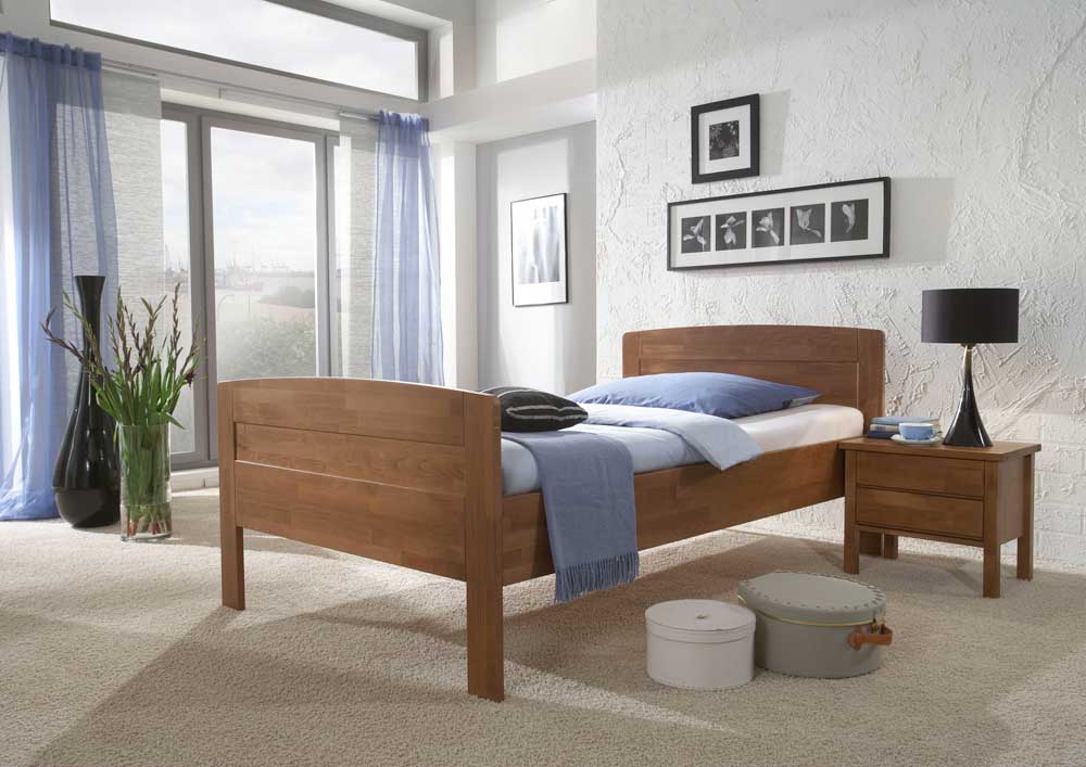 Pharao24.de Einzelbett aus Holz mit Komforthöhe