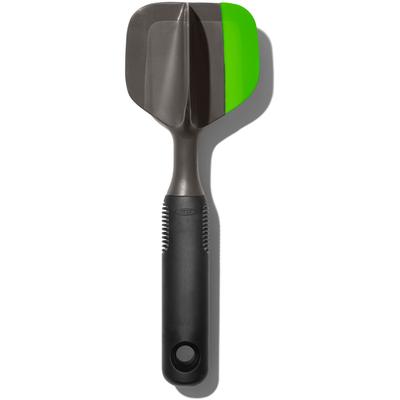 Gemüsepresse OXO GOOD GRIPS "SCOOP & SMASH", grün (schwarz und grün), B:9cm L:31cm T:11cm, Kunststoff, Küchenpressen, Advocadostampfer