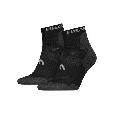 Kurzsocken HEAD "HEAD HIKING ALL CLIMATES QUARTER 2P", Damen, Gr. 35-38, schwarz, Materialmix, unifarben mit Farbeinsatz, normal, Socken, mit Logostickerei