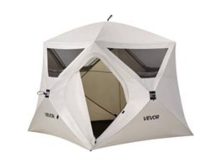 VEVOR Tente de Camping Instantanée 4 Personnes, Tente Familiale Instantanée pour Camping Randonnée en Famille, Debout à l'Intérieur, Portable avec Sac Transport, Grandes Fenêtres en Filet, Large Porte