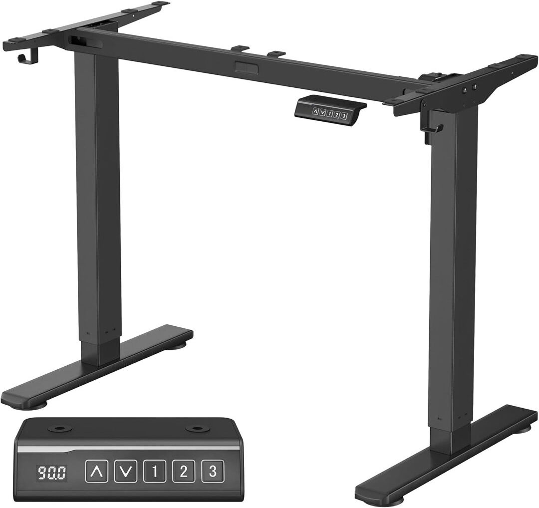 Vasagle Adjustable Height Steel Desk Pedestal Black 140cm W X 59.6cm D