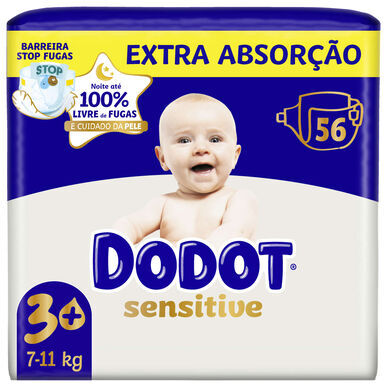 Dodot Fraldas de Bebé Sensitive 7-11kg T3+ 56 un