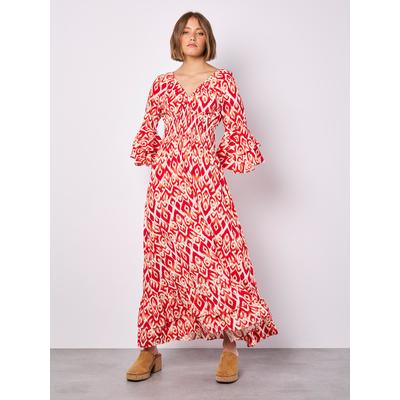 Maxikleid APRICOT "Swirl Smock Maxikleid", Damen, Gr. XS (34), N-Gr, rot, Obermaterial: 100% Viskose CV., gemustert, Kleider Maxikleid, mit Rüschenärmeln