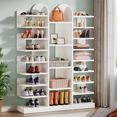 YUZHOU 13-tier Modern Tall Entryway Shoe Storage Cabinet with Open Shelves