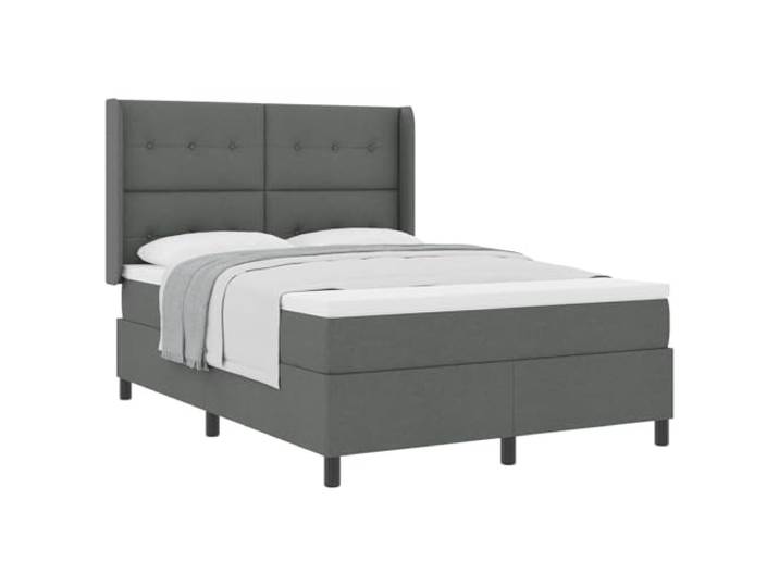 KKgypkn Boxspringbett mit mittelfester Matratze 200x160 cm, Dunkelgrau, Stoff, verstellbares Kopfteil, inklusive Lattenrost und Taschenfederkernmatratze