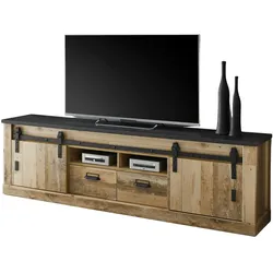TV-LOWBOARD Used Wood hell, anthrazit 201 x 61 cm, TV Unterteil in Komforthöhe