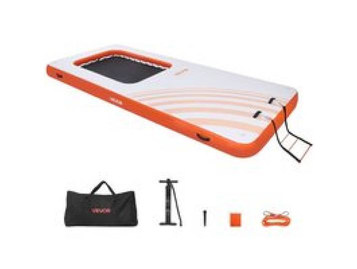 VEVOR Quai Flottant Gonflable 4,57x1,98 m Plateforme de Quai Gonflable pour Piscine Plage Mer Lac Réunions de Famille Moments de Détente entre Amis avec Sac de Transport Portable, Échelle Amovible