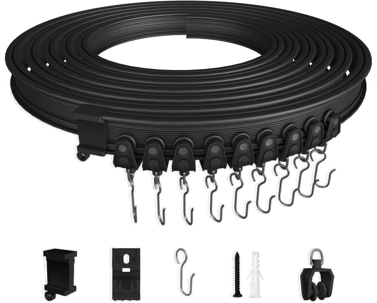 Dailygoods Gebogen gordijnrail - Flexibele en duurzame gordijnrail - Zwart - 10 meter