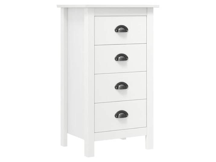 Fisinber Sideboard Weiß 46x35x80 cm Massivholz Kiefer Kommode Kompakter Schubladenschrank aus Kiefernholz für Schlafzimmer und Flur, bietet flexiblen Platz auf kleinem Raum.
