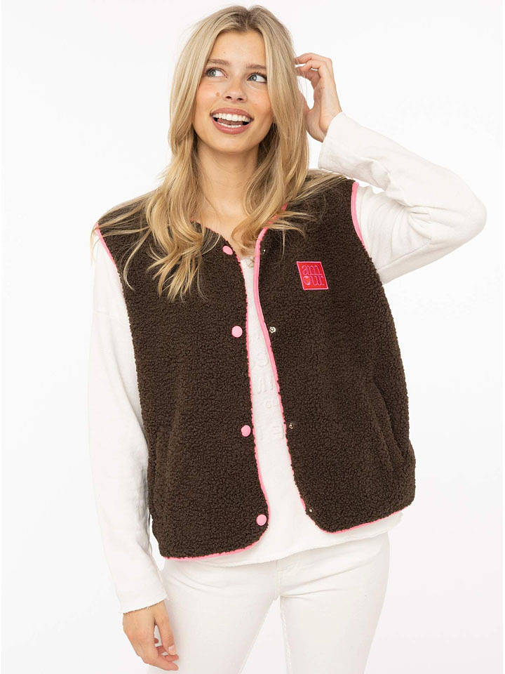 Zwillingsherz Teddyweste in Braun - L