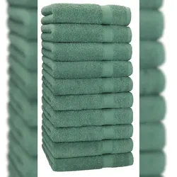 Betz 10 Stück Handtücher PREMIUM 100% Baumwolle Größe 50x100 cm Farbe tannengrün