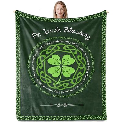 Irische Geschenke zum St. Patrick's Day für Frauen Herren, Sláinte Irische Segensdecke, keltisches Geburtstagsgeschenk, bestes St. Patrick's Day Geschenk, durchdachte irische Segensdekoration.