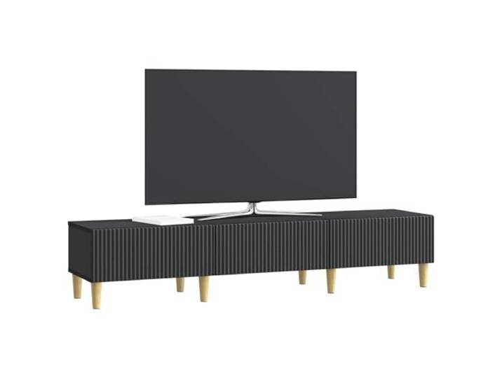 GKHPYURE TV-Schrank Schwarz 147 x 34,5 x 30 cm Holz 3 Schubladen, großer Stauraum, Kabelmanagement, verstellbare Einlegeböden, einfache Reinigung