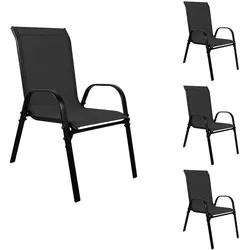 Mojawo 4xOutdoorstuhl Gartenstuhl Stapelstuhl robust Metall Textilen Schwarz