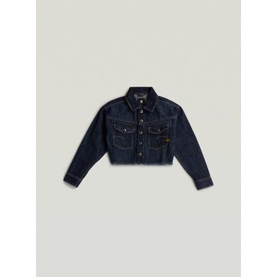 Outdoorjacke G-STAR "Girls Cropped Denim Jacke", Kinder, Gr. 12, blau (schwarz), Obermaterial: 100% Baumwolle, Jacken Outdoorjacke