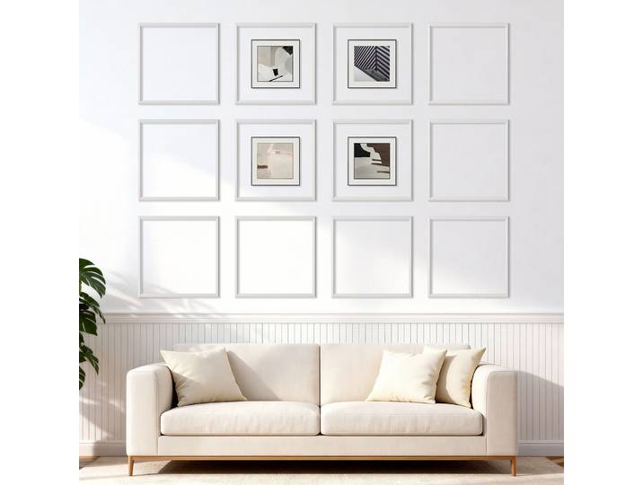Vevor Kit Moulure Murale Predecoupee Lot De 12 Cadres Moulure Murale 51x51 Cm Pour Decoration Interieure Mur Deaccent Salon Chambre\, Pret A Poser\, En Polystyrene Leger A Peindre\, Impermeable\, Blanc