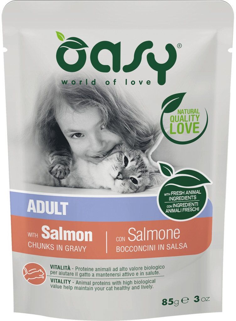 Oasy Umido Gatto Bocconcini Adulto Salmone 85 g