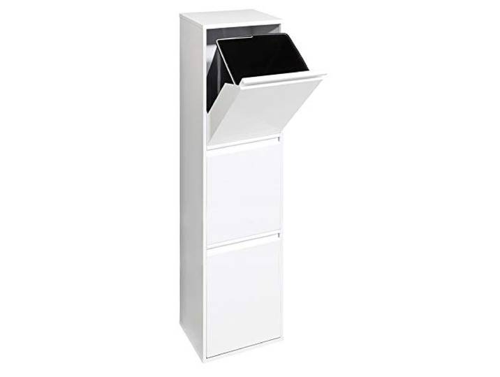 ARREGUI Basic CR301-B Mülltrennsystem aus Stahl 3 Fächer Mülleimer für die Küche 3 Fach Abfalleimer 3x17L (51L) Herausnehmbare Inneneimer mit Griff Recycling Schrank für Mülltrennung weiß