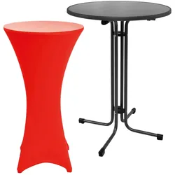 STEHTISCH Sylt Ø 70cm Grau mit Stella Stehtischhusse Ø 70cm Rot