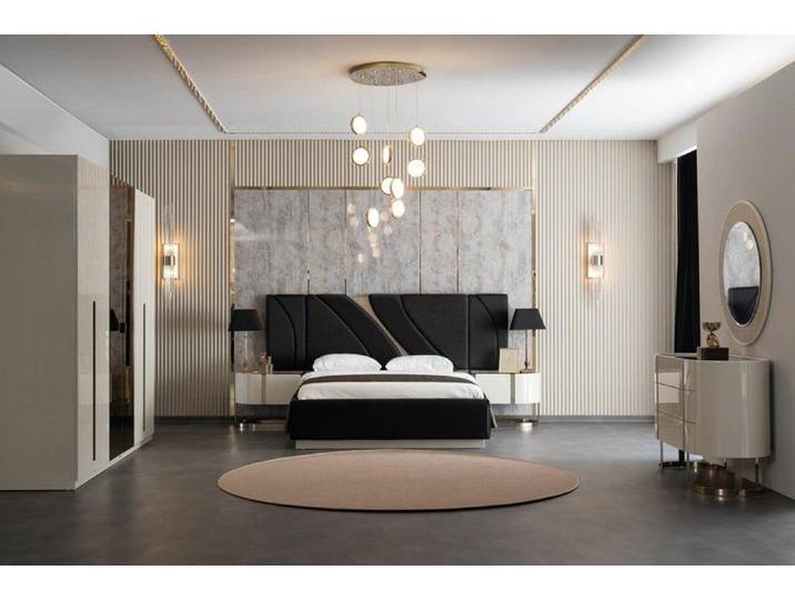Xlmoebel Komplettschlafzimmer XLMOEBEL Doppelbett mit Nachttischen, Kommode und Kleiderschrank, (Komplettschlafzimmer, 6-tlg., Komplettschlafzimmer), Made in Europa