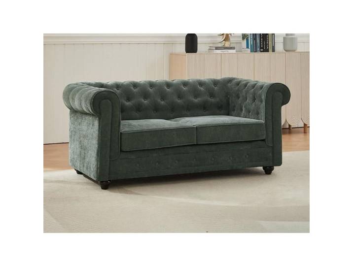 Canapé 2 places en tissu vert CHESTERFIELD