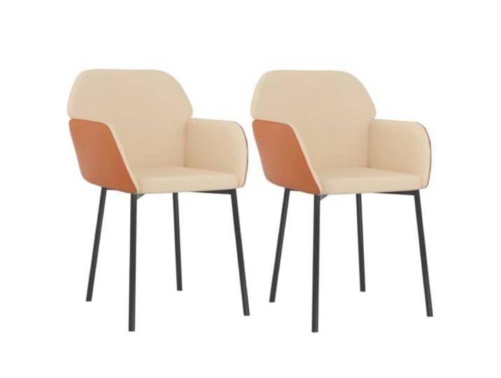 Jkghdrt Esszimmerstühle 2 STK. Creme Stoff und Kunstleder Metall- und Sperrholzrahmen, atmungsaktiver Stoff, pflegeleichtes Kunstleder, max. 110 kg, ergonomisch gepolstert