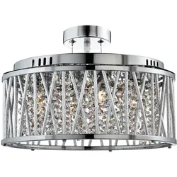 Decken Hänge Lampe Pendel Leuchte Chrom Aluminium Glas Kristalle Wohn Zimmer
