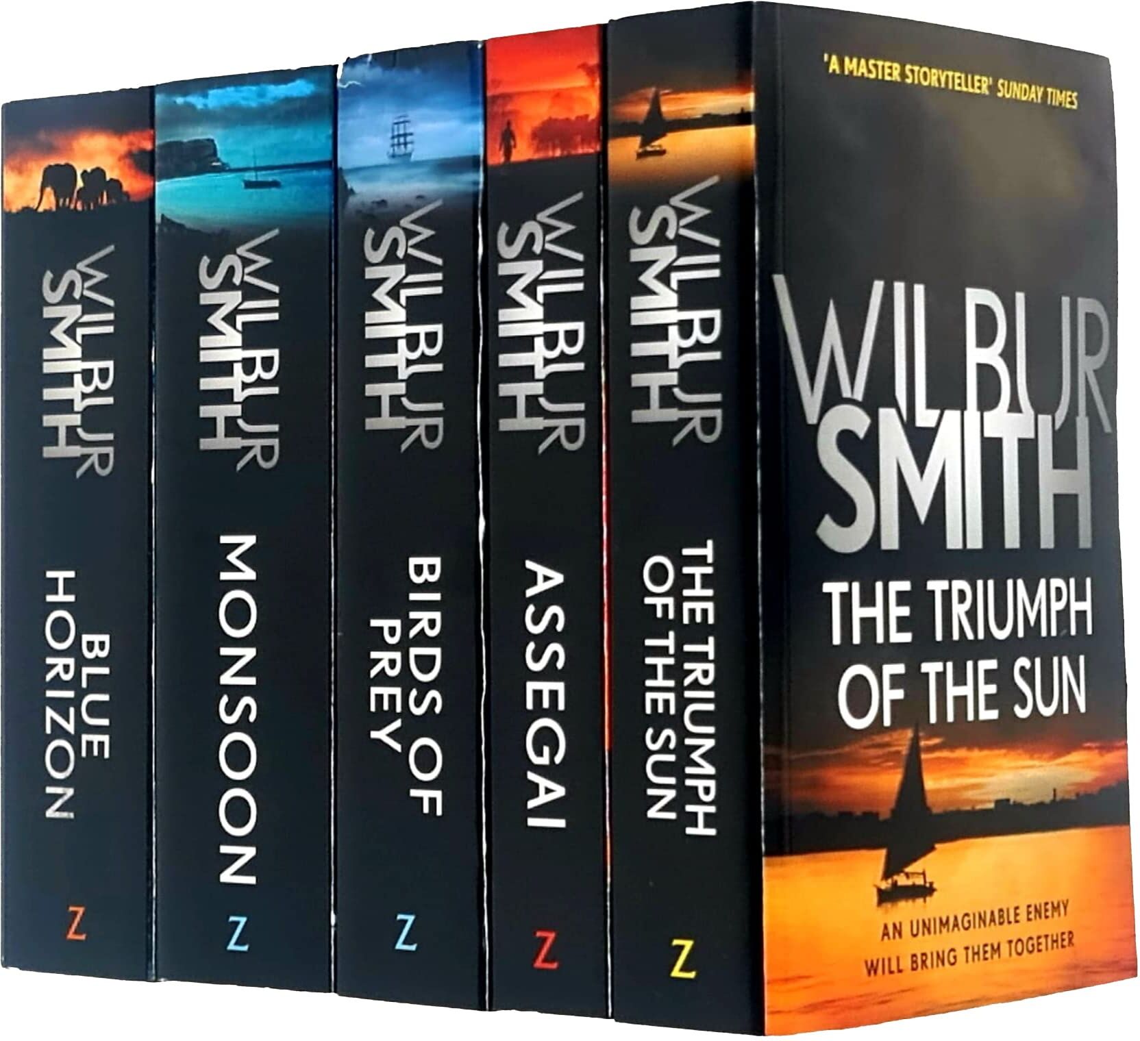 Zaffre The Courtney Series Books 9-13 Collection Set by Wilbur Smith - Paperback - Birds of Prey, Monsoon, Blue Horizon, Triumph of the Sun, Assegai