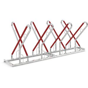 WSM Fahrradständer 0518 XBF, Bodenmontage / freistehend, Anlehnparker, beidseitig, Breite 216cm, für 8 Fahrräder
