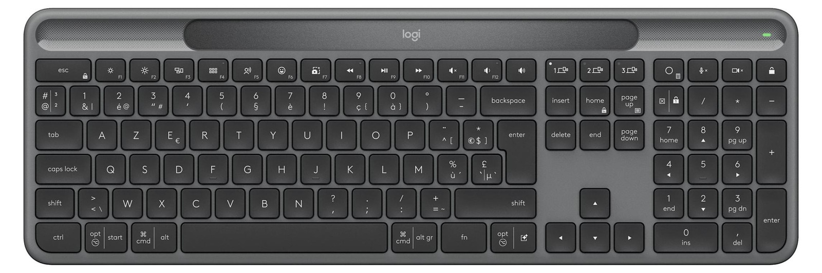 Logitech Signature Slim Solar + K980 Draadloos Toetsenbord, RF en Bluetooth, AZERTY, Grafiet