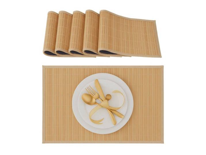 Relaxdays Tischset 6er Set Bambus