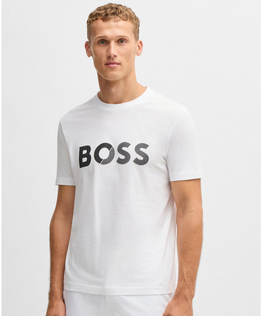 Camiseta Hugo Boss Tape Logo Hombre Blanco S