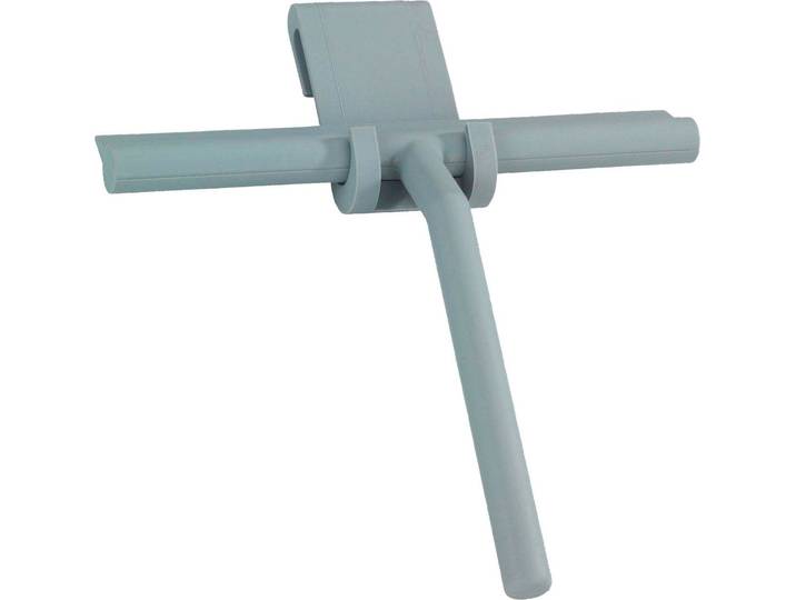 Duschabzieher WENKO Mola , grau, B:21cm H:24,5cm L:4cm, Edelstahl, Silikon, Wasserabzieher, Duschabzieher