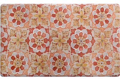 SoHome Cozy Living Turkish Tile Spice Floral Anti-Fatigue Kitchen Mat, Red/Yellow