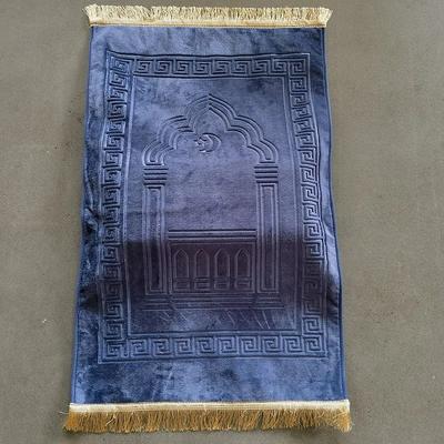 Vintage Pattern Muslim Islamic Prayer Rug With Tassel Accents blue