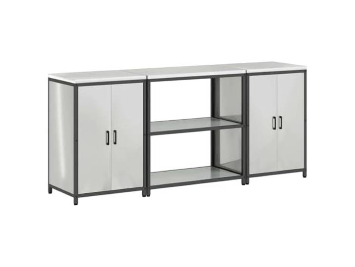 GPWERSDF Küchenaufbewahrungsset 3er Set Stahl Schwarz Rechteckiges Design, Mehrere Regale, Einfache Montage, Stabil für Küchenutensilien
