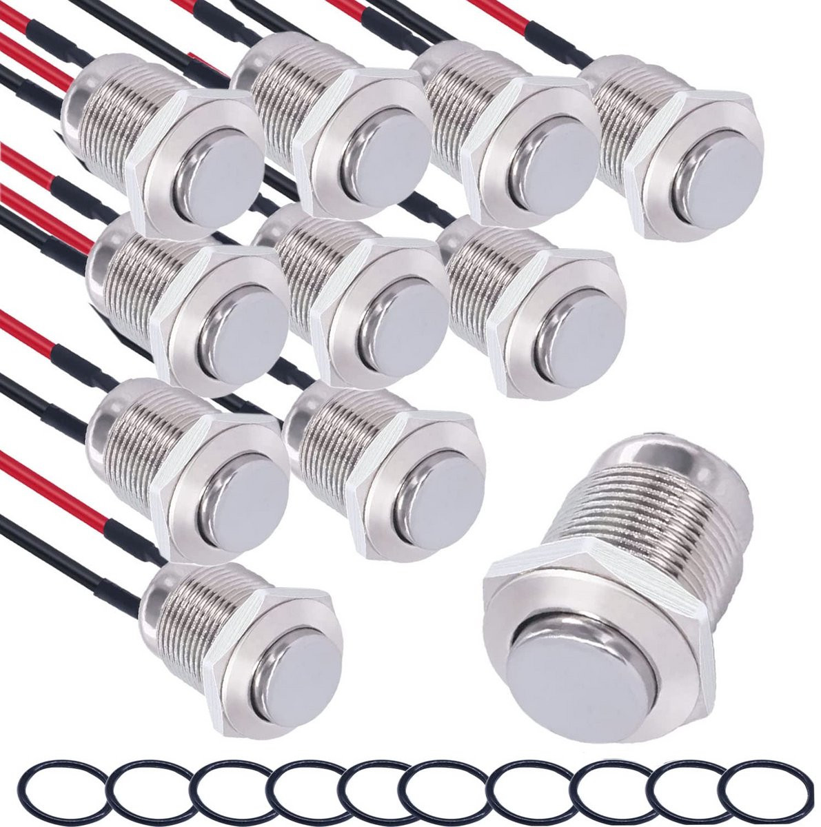 10 Stuks Waterdichte Ronde Knoppen van Roestvrij Staal - 12mm