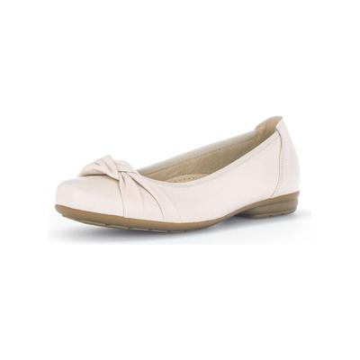 Ballerina GABOR COMFORT "Gabor Comfort Ballerinas Leder", Damen, Gr. 37,5, beige (ivory), Leder, Schuhe Ballerina