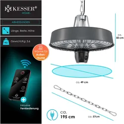 Kesser Deckenheizstrahler Heizpilz Infrarot-Heizstrahler 2500W, Heizstrahler, Schwarz