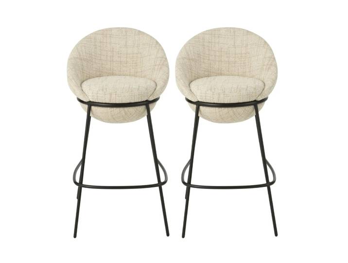 Lot de 2 tabourets de bar design en tissu beige