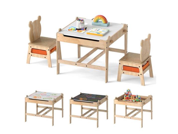 KINDERTISCH mit Stühlen natur(3-tlg)