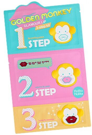 Holika Holika Kit de 3 Pasos para Labios Golden Monkey Glamour
